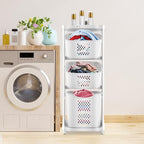 Laundry Basket Sorter with Wheels, 3-Tier Laundry Basket, Multi-functional 360° Rolling Storage Shelf for Kitchens, Bathrooms, Bedrooms, Classrooms, Laundry Rooms