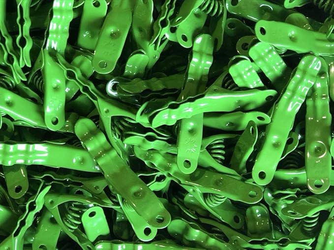Extreme Clothespins | Tree Frog Green | Solid 304 Stainless Steel | 20 Pack | Heavy Duty | Anti-Rust | Bright Color | Organizing | Chip Clips | Lifetime Product | No Plastic Parts | Made in Italy