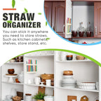 Qinyoung Acrylic Straw Holder for Cabinet Door with Double Sided Adhesive Tape Reusable Straw Organizer Tumbler Storage Kitchen Accessories Container for Counter Cupboard(Classic,Large,Milky Yellow)