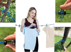 2 Pack Portable Clothesline with 12 Clothespins, Windproof Travel Stretchy Retractable Elastic Laundry Clothes Line for Backyard, Vacation Hotel, Balcony Drying