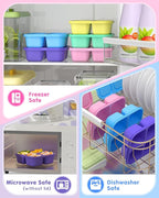 5 PCS Bento Snack Containers, Reusable 4 Compartment Divided Food Storage Containers, Divided Lunchable Container for School, Work and Travel (Multicolor)