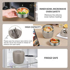 Thermo Food Jar for Hot Food Adults 32OZ Soup Thermo Lunch Containers Wide Mouth Vacuum Insulated Stainless Steel Leakproof Bento Box with Spoon (Khaki)