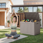 DRATO 45 Gallon Deck Box, Outdoor Storage Box for Patio Furniture, Patio Cushions, Gardening Tools, Pool Supplies 480lbs Weight Capacity,Waterproof Resin Storage Boxes（Grey，45 Gallon）