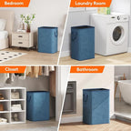 Lifewit 80L Large Tall Laundry Hamper, Collapsible Laundry Basket with Handles, Foldable Clothes Hampers for Laundry, Portable Dirty Clothes Hamper for Dorm College Bedroom Bathroom, Dark Blue
