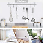 Kitchen Utensils Holder Hanging Racks 304 Stainless Steel Rail Utensil Storage Hanger Wall Mounted Rack for Tools and Pots(40cm)