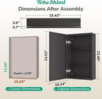 TokeShimi 16 x 24 Medicine Cabinets for Bathroom with Mirror, Assembly Required, Recessed Medicine Cabinet with Tempered Beveled Mirror, Stepless Adjustable Shelves, DTC Hinge