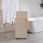 efluky Slim Laundry Hamper with Wheels, Narrow Laundry Basket with Lid and Removable Bag, Aesthetic Dirty Clothes Hamper on Wheels for Laundry Room, Bedroom, Dorm and Bathroom, 75L Beige