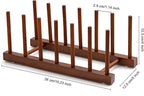 HBlife 4pcs 6 Slots Teak Dish Plate Bowl Cup Book Pot Lid Cutting Board Drying Rack Stand Drainer Storage Holder Organizer Kitchen Cabinet（Keep Dry）
