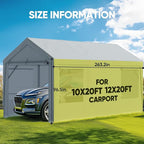 ADVANCE OUTDOOR Replacement Mesh Window Sidewall Tarp for 10/12x20 ft Carport Canopy, Heavy-Duty Waterproof & UV Protected, Easy Installation with Ball Bungees, Sliver Gray, One Sidewall Only