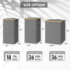 BALEINE Laundry Hamper with Lid, Tall Laundry Baskets with Bamboo Pull Handles, Large Laundry Bin with Internal Support (18 Gal/70L, Blue)