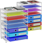 Simple Trending 2 Pack 8 Tier Letter Tray Paper - Mesh Desk File Organizer for Office School Desktop, White