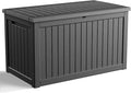 280 Gallon Deck Box Large Outdoor Storage Box Waterproof for Patio Furniture,Outdoor Cushions,Garden Tools and Pool Supplies,Weatherproof(Black,280Gallon)