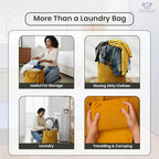 LFH Home Large Premium Cotton Canvas Laundry Bag with Drawstring and Handles Heavy Duty, Multi-Use, and Washable for Home, Travel, College or Storage 20x30 (Pack of 2)-Yellow