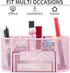 Desktop Organizer with Pencil Pen Holder and Accessories Offering 8 Compartments and 1 Drawer for Home, School and Office. (Cherry Blossom Pink)