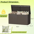 Devoko 100 Gallon Outdoor Storage Box, Waterproof Resin Deck Box for Patio Furniture, Lockable Container for Garden Cushions & Pool Supplies (Brown, 100 Gallon)