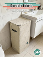 Laundry Hamper with Lid, Reinforced Sturdy Clothes Hamper with Anti-Puncture Base, Large Collapsible Laundry Basket with Removable Liner Bag, Tall Dirty Clothes Bin for Family, 100L Beige