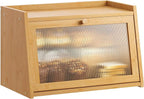 GHWIE Large Bread Box, Easy Access & Cleaning - Bamboo Bread Box for Kitchen Countertop with Acrylic Door (Natural, Medium)