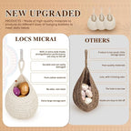 Hanging Fruit Baskets for Kitchen - 6 Pack Boho Wall Hanging Basket,Handwoven Wall Fruits Basket,for Garlic Potato Vegetable Onion Teardrop Home Hanging Storage Baskets(White Classic）