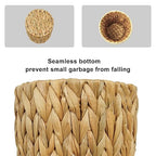 Small Wicker Trash Can, Small Bathroom Trash Can, Boho Waste Basket for Bedroom, Home, Office, Water Hyacinth Wicker Waste Basket for Bathroom, Compact Spaces (Round, 2 Gallon)