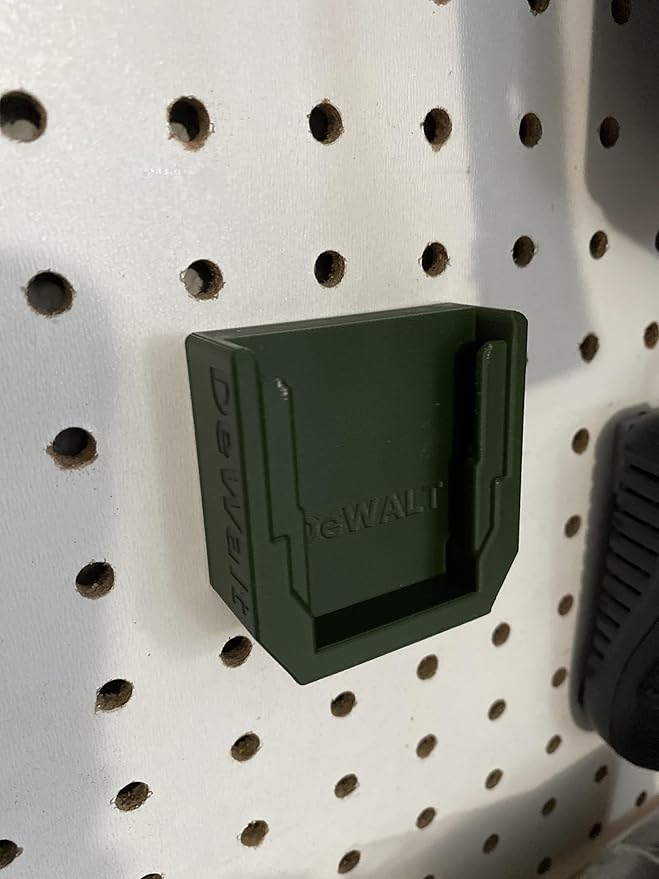 18v Battery Peg Board Storage - Compatible Mount for RYOBI®, DEWALT®, Milwaukee® - Display Shelf - Store Slots - Multicolored (DEWALT®, Grey)