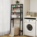 Tangkula Over-The-Toilet Storage Rack, 3-Tier Freestanding Bathroom Space Saver Shelf w/ 2 Hanging Hooks & Toilet Paper Holder, Metal Above Toilet Storage Rack for Bathroom Laundry (Black, 62.5”H)