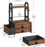 HOOBRO Coffee Mug Tree, 2 Tier Mug Organizer, Coffee Mug Cup Holder with Drawer for 40K-Cup Pods, Mug Display Stand with 8 Hooks, Countertop Holder Rack for Kitchens, Black and Rustic Brown BF04CR01