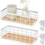 Funrous 2 Pcs Metal Small Wire Basket Wall Hanging Wire Basket Hang Small Bathroom Kitchen Storage Organizer Toilet Paper Mesh Storage Bin Shelf Rack with Base(White,9.84 x 3.94 x 2.76 Inches)