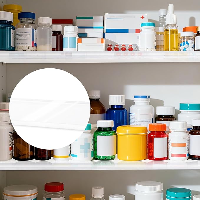 6 pcs Medicine Cabinet Shelf Replacement, 13x1.18in/33x7.6cm Wall Mount Acrylic Insert Shelves Board Storage 13 inch Shelving Replacemnt for Bathroom Kitchen Living Room Organizer (Clear)