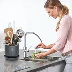 Utensil Drying Holder for Kitchen Counter，Kitchen Utensil Crock with Detachable Base Self Draining Small Utensil Cutlery Flatware Silverware Holder Drainer Cup（Black）