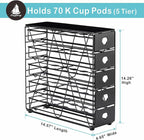 FlagShip K Cup Organizer for Keurig Pod Drawer Large Mullti Tier Coffee Pod Holder(70 Pods Capacity)