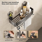 VOLPONE Corner Shower Caddy Suction Cup Shower Shelf Corner No Drilling Bathroom Shower Organizer Storage Rack Adhesive with Towel Bar Hooks(2-Pack, Gray)