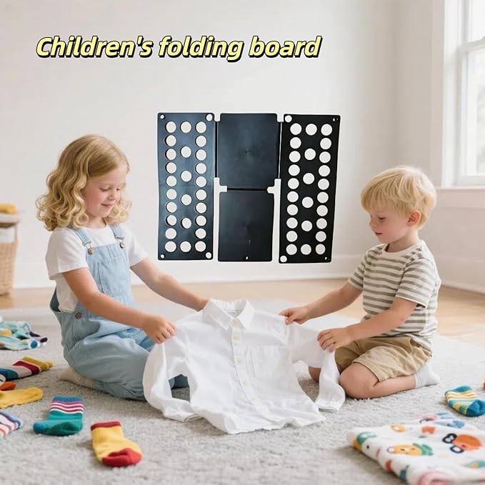 For Kids Ages 1–7 (Up to 48″/120cm) – Mini Kids Clothes Folding Board, Shirt Folder, Compact Laundry Organizer for Small Sizes, Portable Clothes Folder (Black)