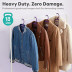 HOUSE DAY Plastic Clothes Hangers 24 Pack, Sweater Hangers No Shoulder Bump, Thick Heavy Duty Coat Hanger for Closet, Purple Wide Hanger with Non-Slip Hook for Sweaters, Suits, Dresses, Jackets, Pants