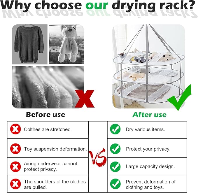 1 Tier Folding Mesh Clothes Drying Rack with Internal Fixation Stackable Sweater Drying Rack Portable Hanging Laundry Rack for Sweater,T-Shirt,Delicates,Swimsuit (1 Pack)