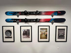 Snow Ski Wall Mounts with Gear Hooks (Black) – Heavy-Duty Ski Rack for Wall Display & Storage – Space-Saving Organizer & Winter Sports Wall Art