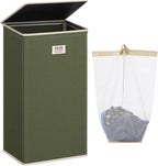 SOLEDI Laundry Hamper with Lid 100L Large & Tall Collapsible Laundry Basket, Clothes Hamper with Bag Removable Easy to Carry, Dirty Hampers for Bedroom, Bathroom, Dorm, College, Avocado