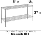 18" Deep x 54" Wide x 27" Height Wire Shelving Kit | 2-Tier | NSF Commercial Storage Rack Unit