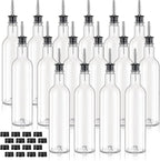 16 Pack 25 oz Syrup Bottle Plastic Long Neck Bottle with Stainless Steel Leakproof Tapered Spout Pourer and Cap Alcohol Juice Coffee Container for Home Bar Service Bartending Supplies