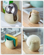 Ceramic Dish Sponge Holder, Sponge Caddy for Kitchen Sink Brush Organizer Scrub Dish Rack for Scrubbers, Bathroom, Sink, Yellow