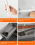 kitchen utensil hanger, wall mounted rail with hooks, waterproof hooks for utensils, easy installation without drilling (27.56 inches, Cups, 3)