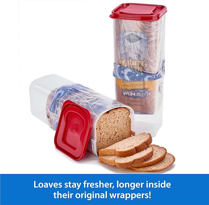 Buddeez Bread Buddy Bread Box – Red Lid, Pack of 2