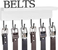 Belt Hanger Organizer for Closet, Wall Mount Belt Rack, Wooden Belt and Tie Organizer for Stores and Displays Mens Accessories (Length 9.8”) White