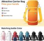 40 oz Insulated Water Bottle | Thickened Stainless Steel Vacuum Metal | Portable Sports Water Jug for Gym and Hiking with Straw, Carrier Bag, Handle Strap | BPA-Free 40 oz