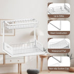 VUSIGN 2 Tier Under Sink Organizer and Storage, Slide Out Pull Out Cabinet Organizer Shelf, Storage for Kitchen Bathroom Laundry, 1Pack, White