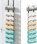 HapiRm Over The Door Towel Rack - 8 Tier Wall Mount Rolled Towel Holder Storage Organizer Shelf with Storage Basket for Small Bathroom, Rv, Camper - Black