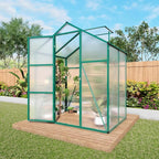 Polycarbonate Greenhouse with Rain Gutter and Roof Vent, Raised Base and Anchor Aluminum Heavy Duty Walk-in Green House, Outdoor Patio Sunroom for All Season (Green, 49.13*72.83*86.42in)