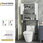 Giantex Over The Toilet Storage Cabinet, Bathroom Space Saver W/Toilet Paper Holder & Hook, Adjustable Shelf & Bottom Bar, Open Storage Cube, Over Toilet Bathroom Organizer for Laundry, Restroom