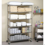 PayLessHere | 6-Tier Wire Shelf with Wheels | 48"x18"x82" | Chrome | Adjustable Racks | Heavy-Duty Storage Shelves, Holds Upto 510 lbs | Rust-Resistant, No-Tool Assembly | for Home, Garage Shelving