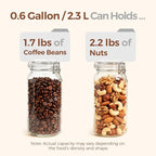 ComSaf 3-Pack 78oz Large Square Glass Jars, Airtight Canisters for Bulk Food Storage, Space-Saving Containers for approx. 4lb of Sugar, Coffee & Pantry Organization, Wide Mouth Design