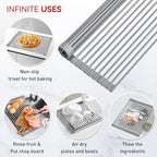 MERRYBOX Roll Up Dish Drying Rack, Over The Sink Dish Rack Foldable, Heat-Resistant, Anti-Slip Silicone Coated Dish Drainer for Kitchen Counter, Large & Multipurpose Sink Drying Rack, 20.5" x 13.1"